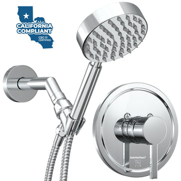 Main Image Valve and Trim, Low Flow 1-Spray Handheld and 7" Shower Arm Chrome / 1.75 - The Shower Head Store