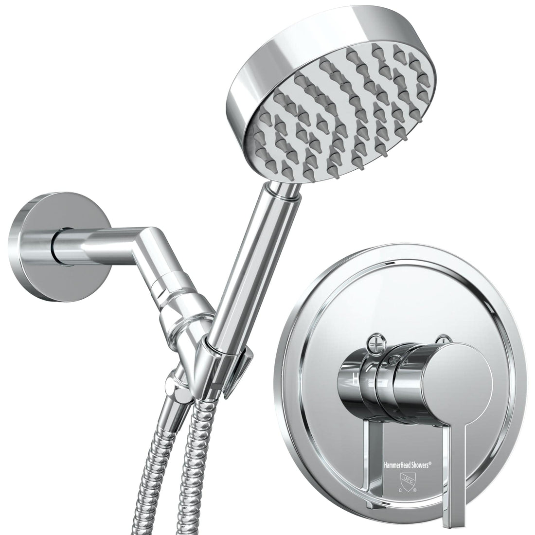 Main Image All Metal Handheld Shower Head Set - Complete Shower System with Valve and Trim Chrome2.5