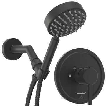 Main Image All Metal Handheld Shower Head Set - Complete Shower System with Valve and Trim Matte Black 2.5