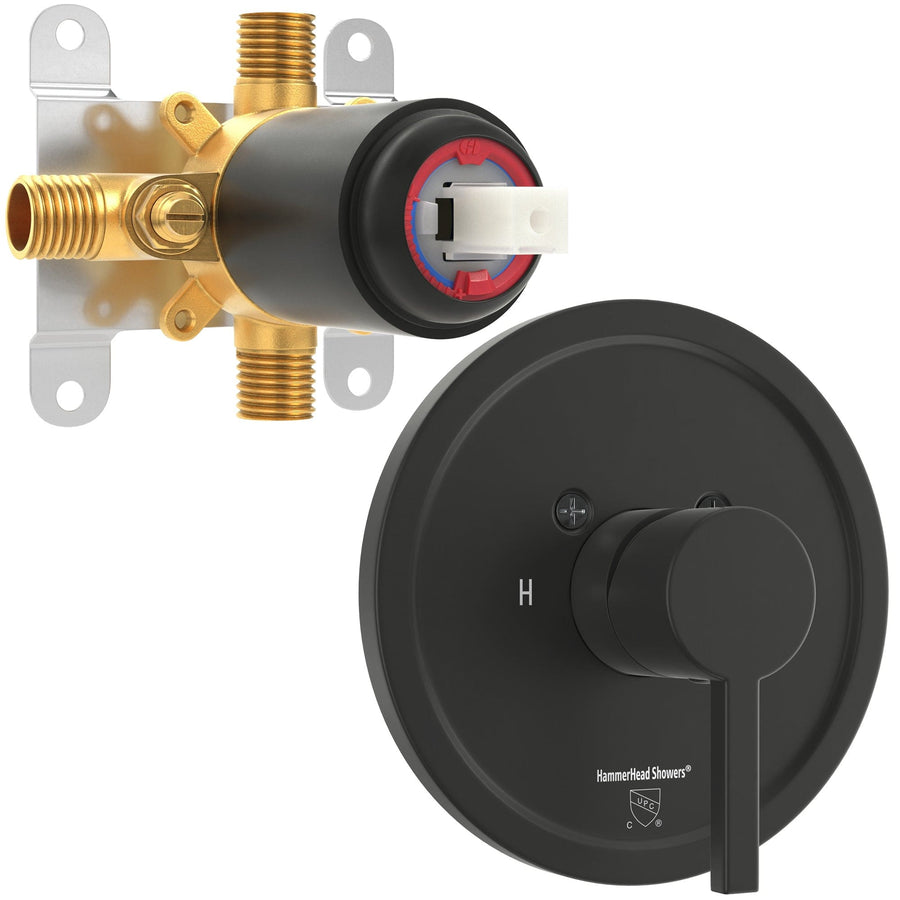 Main Image with Valve and Trim - All Metal 1-Handle Tub and Shower Valve with Trim Kit Matte Black - The Shower Head Store