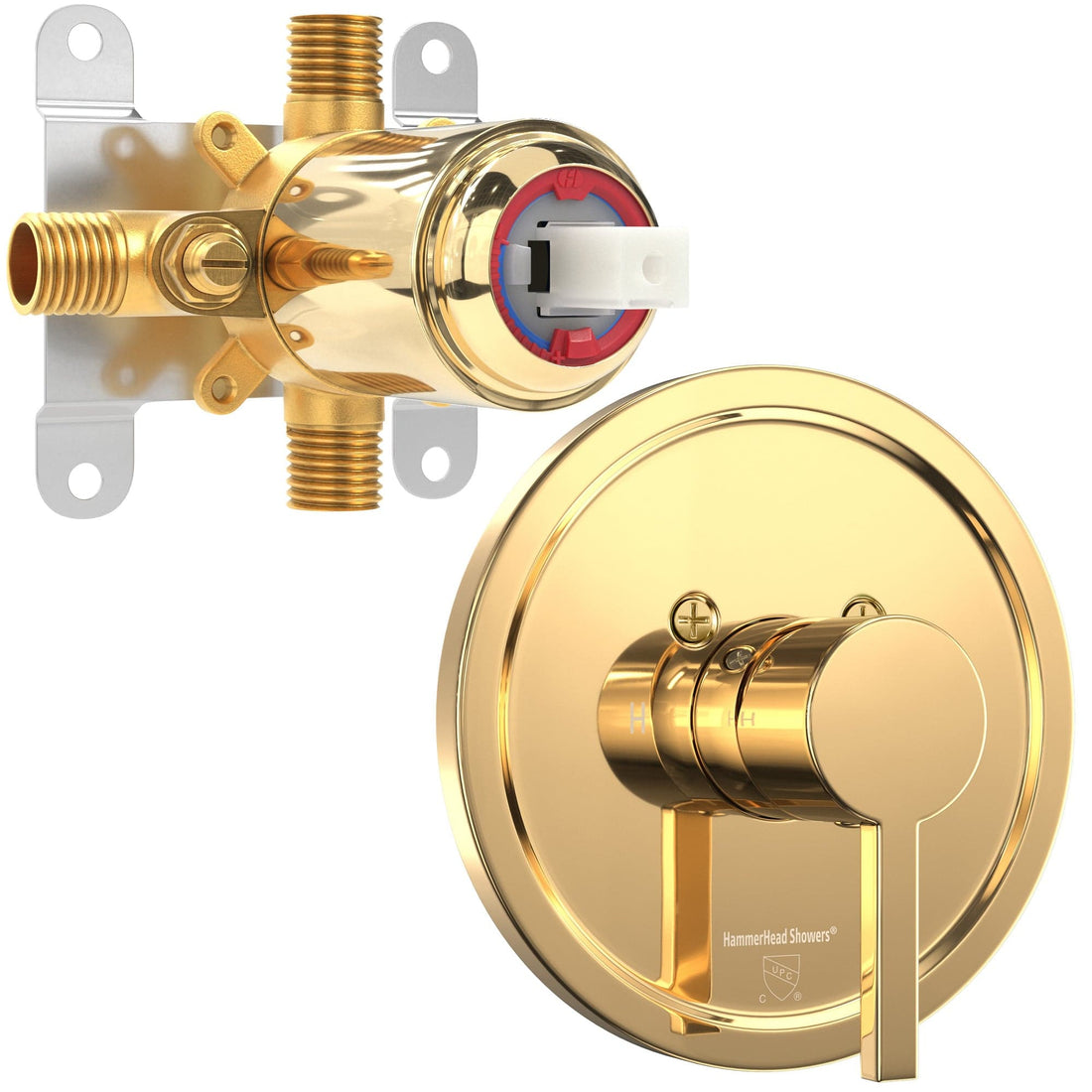 Main Image with Valve and Trim - All Metal 1-Handle Tub and Shower Valve with Trim Kit Polished Brass - The Shower Head Store