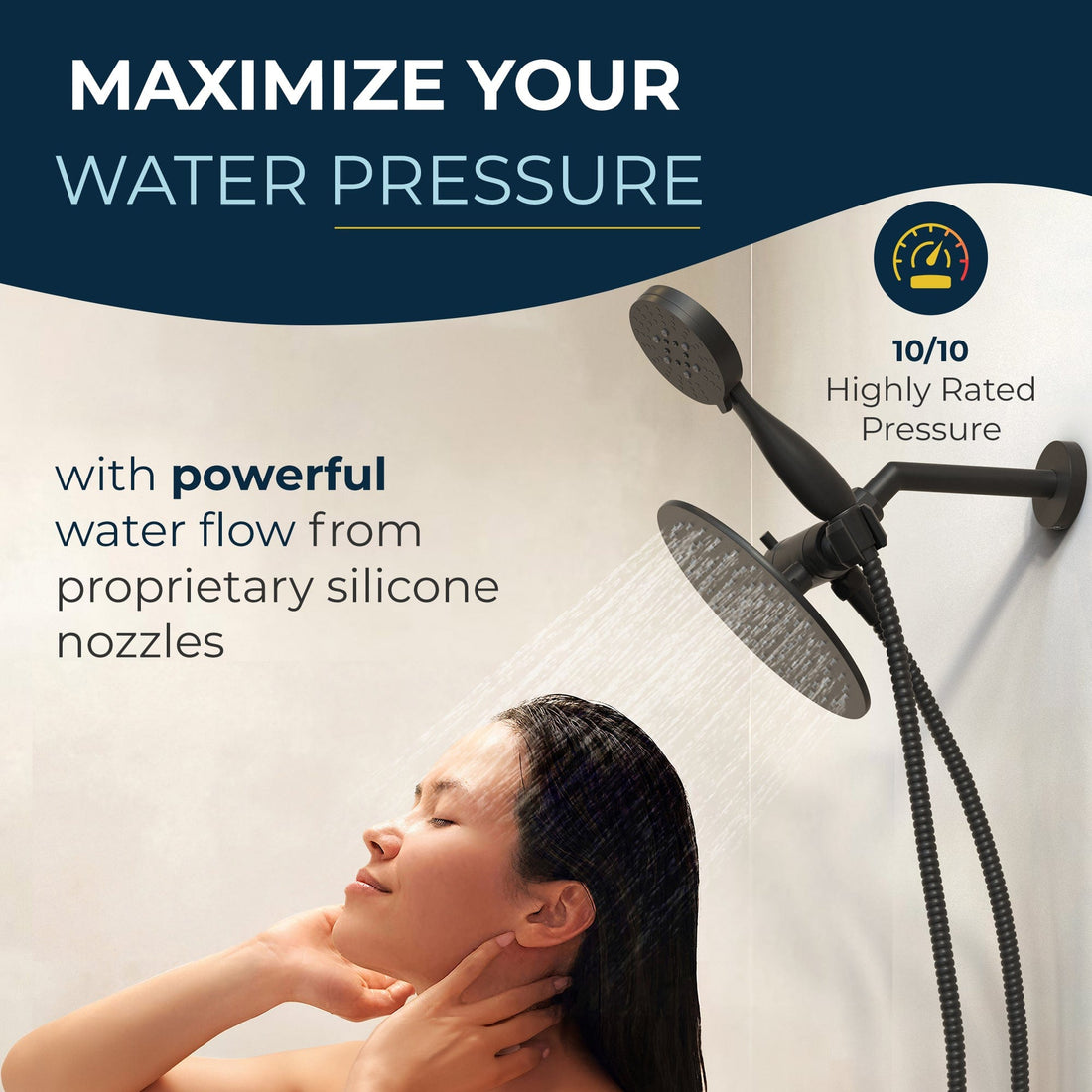 Maximize Your Water Pressure 3-Spray Dual Shower Head Matte Black / 2.5 - The Shower Head Store