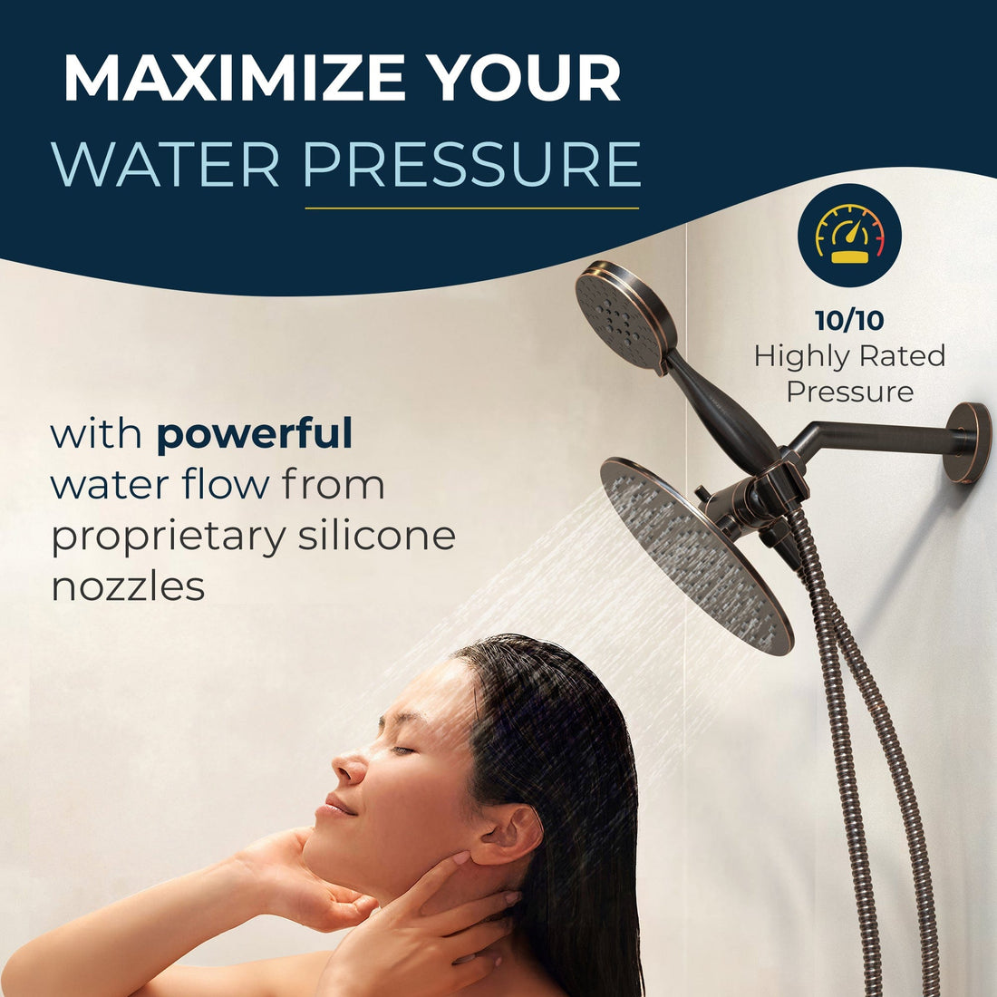Maximize Your Water Pressure 3-Spray Dual Shower Head Oil Rubbed Bronze / 2.5 - The Shower Head Store