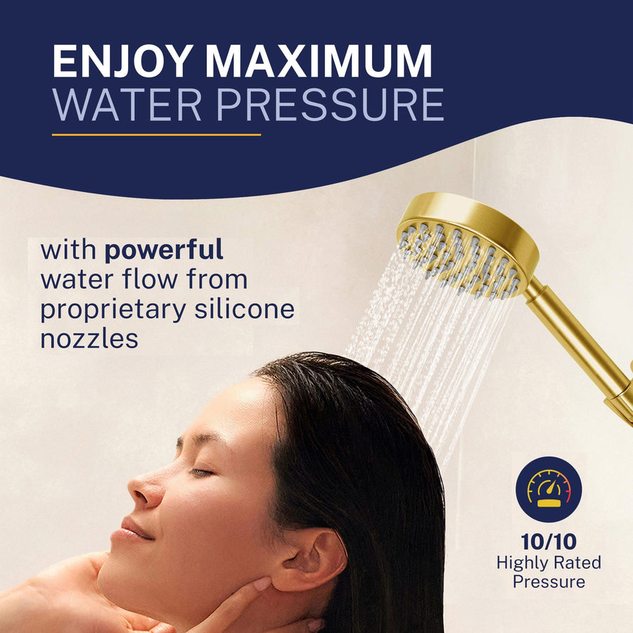 Max Pressure Dual Shower Head with Slide Bar Set Brushed Gold / 2.5 GPM Brushed Gold / 1.75 GPM - The Shower Head Store