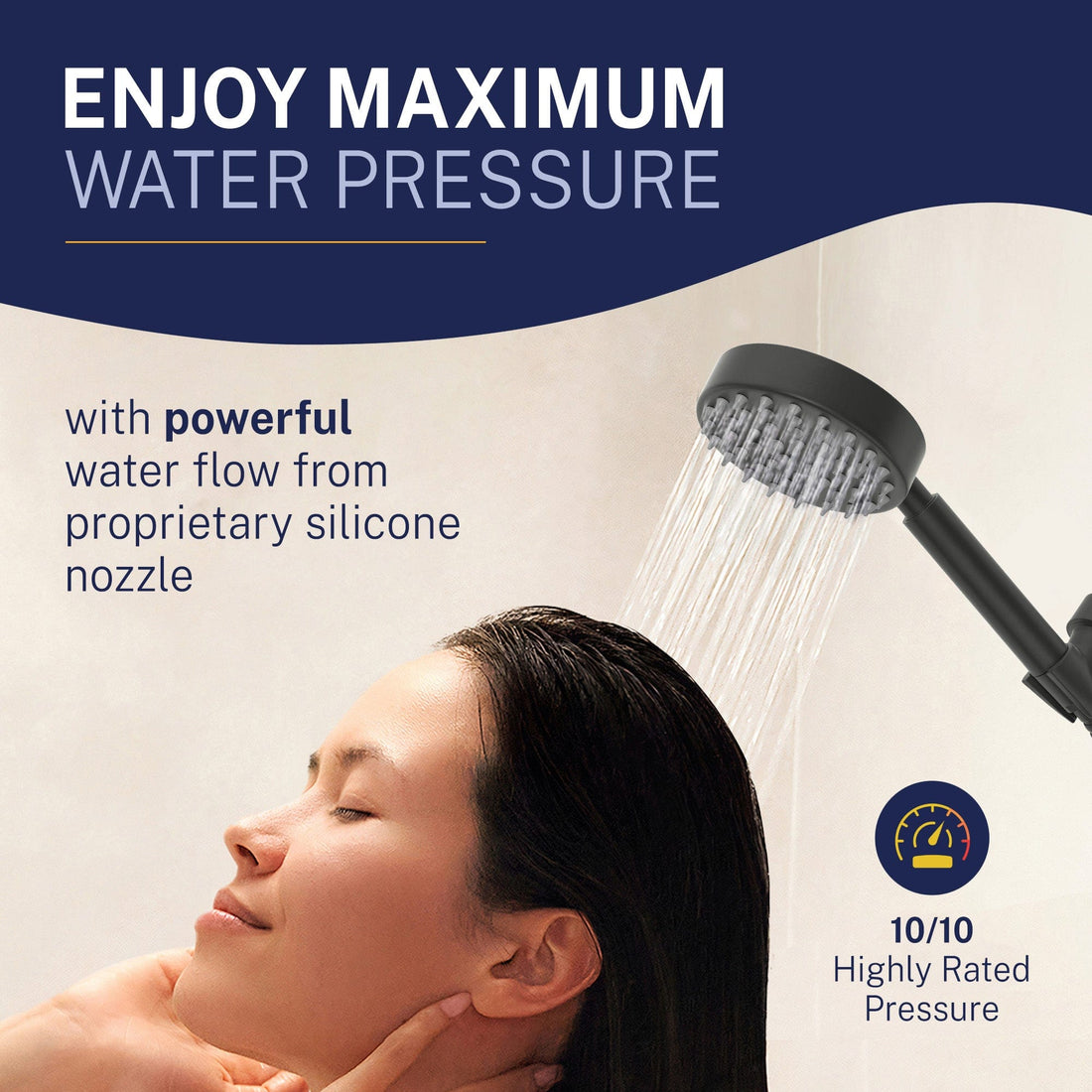 Max Water Pressure 2-Handle Valve and Trim Shower System with Dual Shower Head and Slide Bar Matte Black  / 2.5 - The Shower Head Store