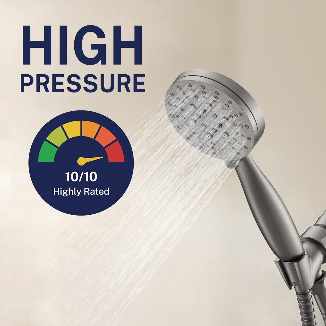 Maximum Water Pressure 3-Spray Handheld Shower Head Set HammerHead Gray / 2.5 GPM HammerHead Gray / 1.75 GPM - The Shower Head Store