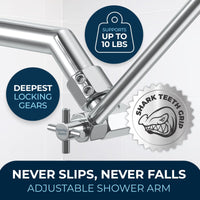 Never Slips Never Fails 12 Inch Adjustable Shower Arm Extension Pipe Raise or Lower Shower Head Height High Quality Metal Construction Chrome 12 Inch / Chrome - The Shower Head Store