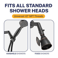 Compatibility Trickle Valve Installed to Handheld Shower Head Oil Rubbed Bronze - The Shower Head Store