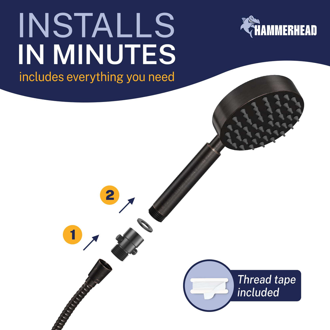 Installation Trickle Valve Installed to Handheld Shower Head Oil Rubbed Bronze - The Shower Head Store