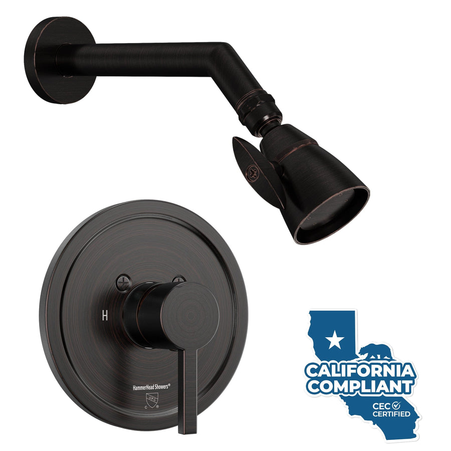 Main Image All Metal 2-Inch Low Flow Shower Head Set - Complete Shower System with Valve and Trim Oil Rubbed Bronze  / 1.75 - The Shower Head Store