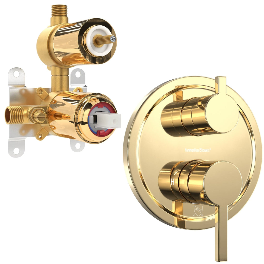 Main Images 2-Handle Valve and Trim Polished Brass  - The Shower Head Store