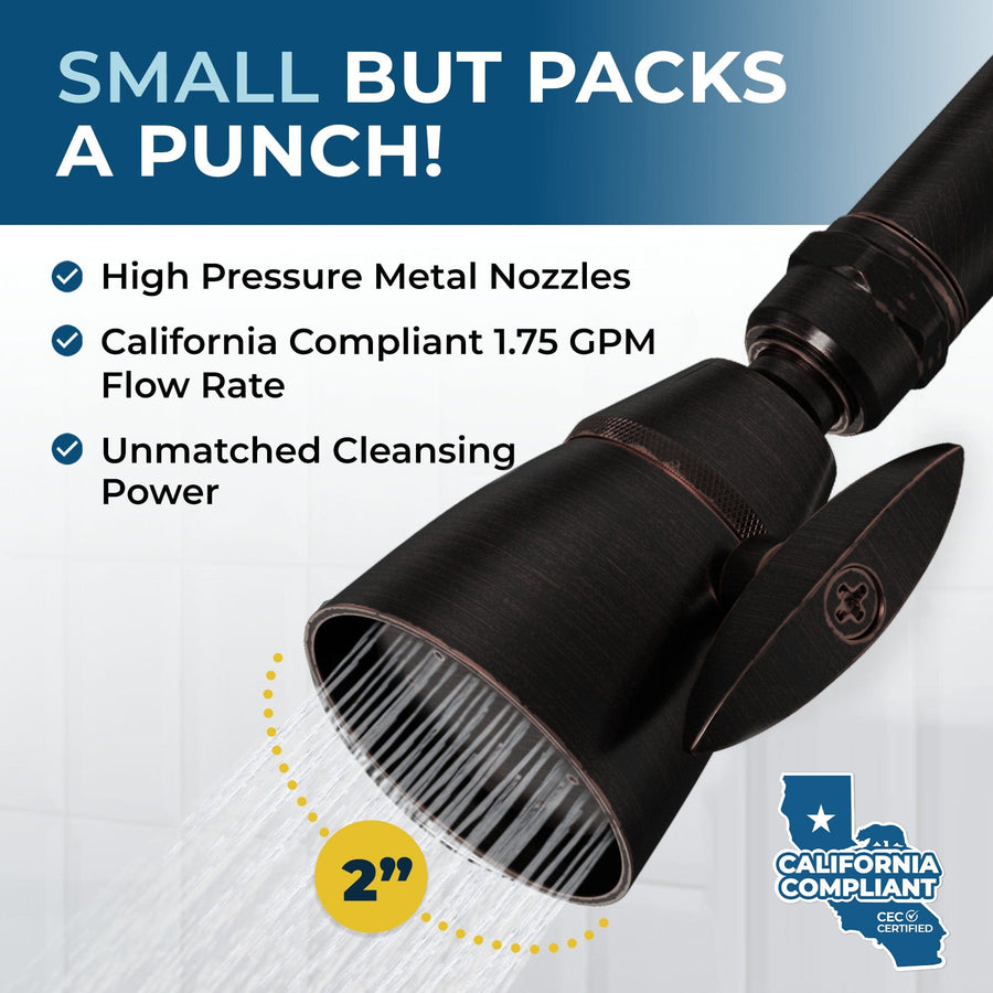 Packs a Punch All Metal 2-Inch High Pressure Shower Head Set - Complete Shower System with Valve and Trim Oil Rubbed Bronze / 1.75 GPM - The Shower Head Store