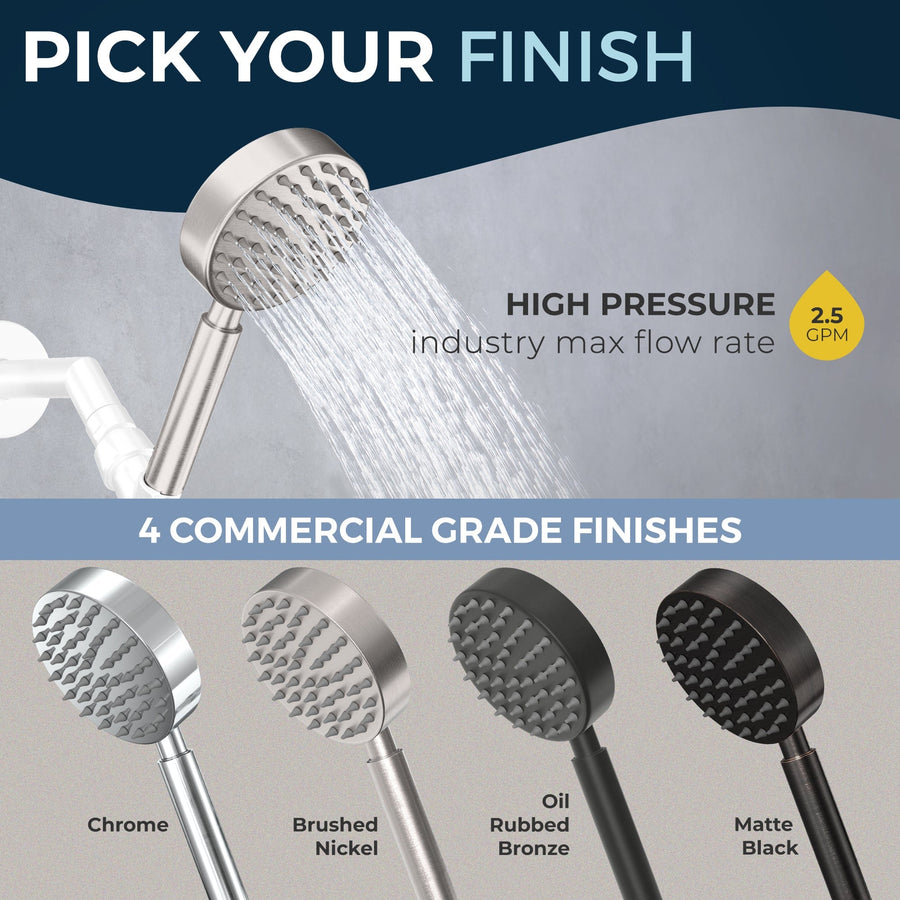 Pick Your Finish All Metal 1-Spray Handshower Brushed Nickel / 2.5 - The Shower Head Store