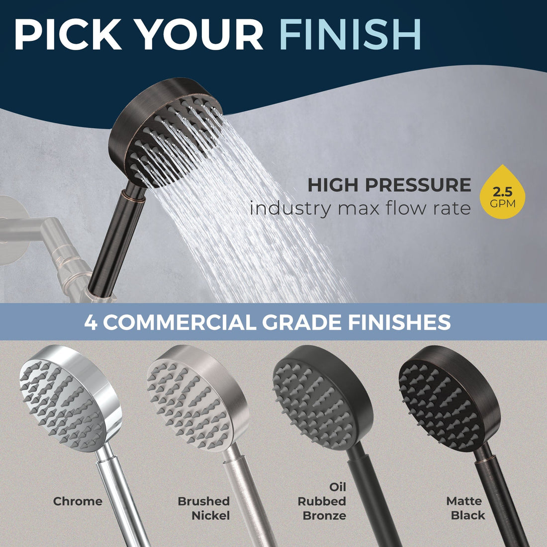 Pick Your Finish All Metal 1-Spray Handshower Oil Rubbed Bronze / 2.5 - The Shower Head Store