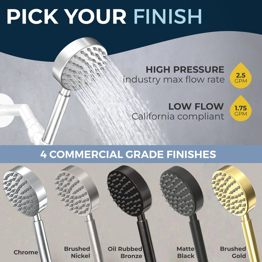 Pick Your Finish All Metal 1-Spray Handshower Chrome / 2.5 - The Shower Head Store