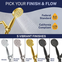 Why Buy 3-Spray Handheld Shower Head Set Brushed Gold / 2.5 GPM Brushed Gold / 1.75 GPM - The Shower Head Store