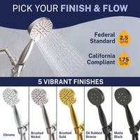 Finish and Flow 3-Spray Handheld Shower Head Set Brushed Nickel / 2.5 GPM Brushed Nickel / 1.75 GPM - The Shower Head Store