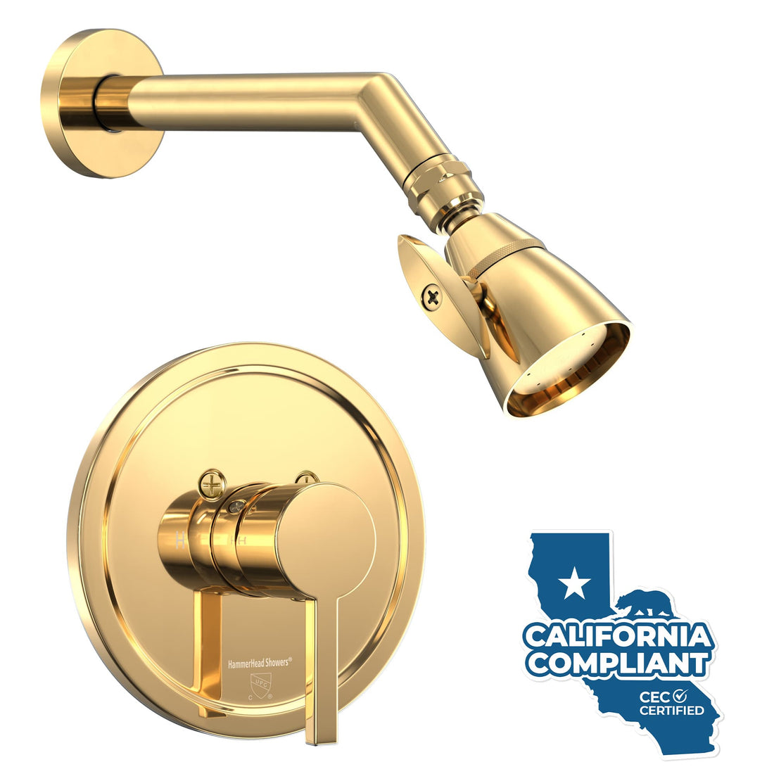 Main Image All Metal 2-Inch Shower Head Set - Complete Shower System with Valve and Trim Polished Brass / 1.75 GPM - The Shower Head Store