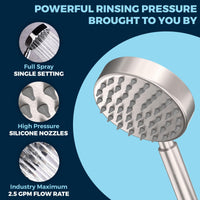 Powerful Rinsing Pressure of 4 Inch 1-Spray Handheld Shower Head by HammerHead Showers Right Brushed Nickel - The Shower Head Store