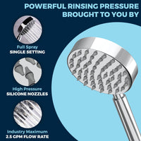 Powerful Rinsing Pressure of 4 Inch 1-Spray Handheld Shower Head by HammerHead Showers Right Chrome - The Shower Head Store