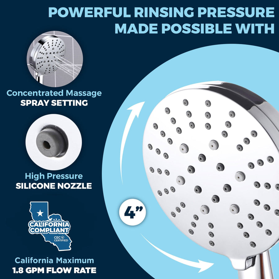 Features 3-Spray Low Flow Handheld Shower Head, Handshower Only Chrome / 1.75 - The Shower Head Store