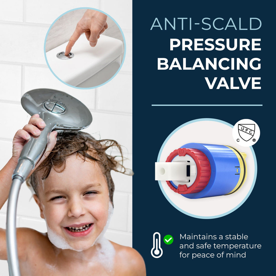 Pressure Balancing Valve Prevents Scalding - All Metal 1-Handle Tub and Shower Valve with Trim Kit Chrome - The Shower Head Store