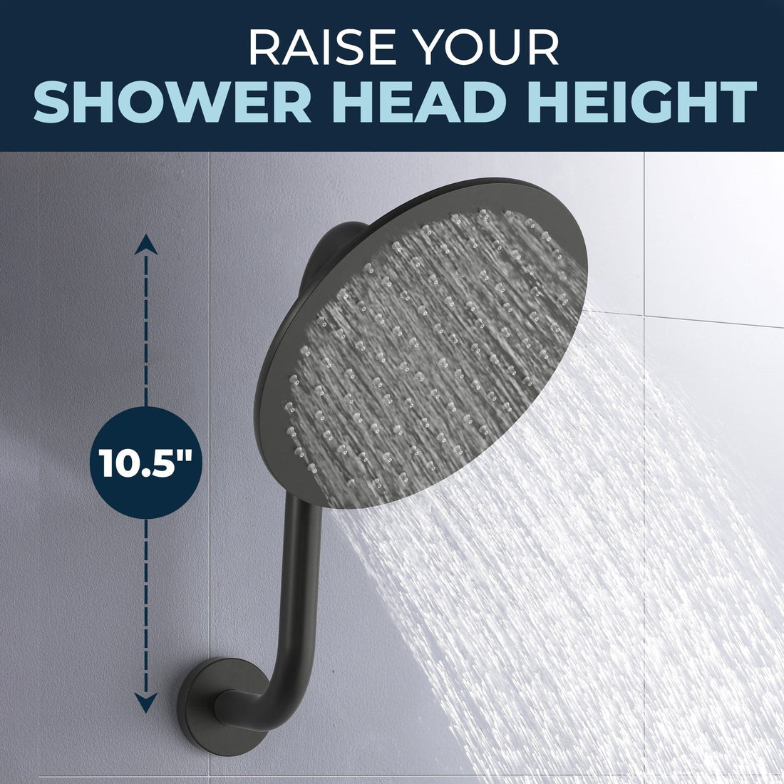 Raise_Your_Shower_Head_S-style_Shower_Arm Matte Black - The Shower Head Store