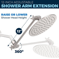 Adjust Shower Head Height with Shower Arm Extender Extension Arm 12 Inch / Brushed Nickel