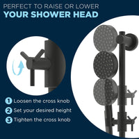 Raise or Lower Your Handheld Shower Head with Slide Bar Holder Mount Matte Black - The Shower Head Store