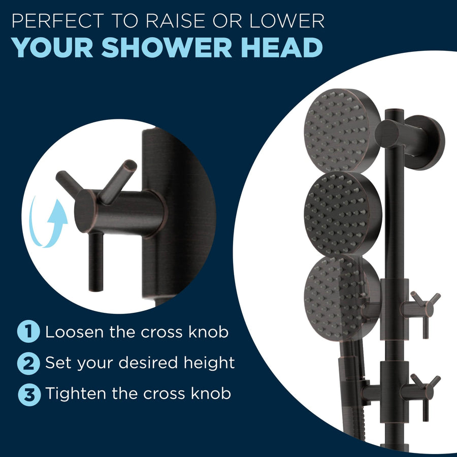 Raise or Lower Your Handheld Shower Head with Slide Bar Holder Mount Oil Rubbed Bronze - The Shower Head Store