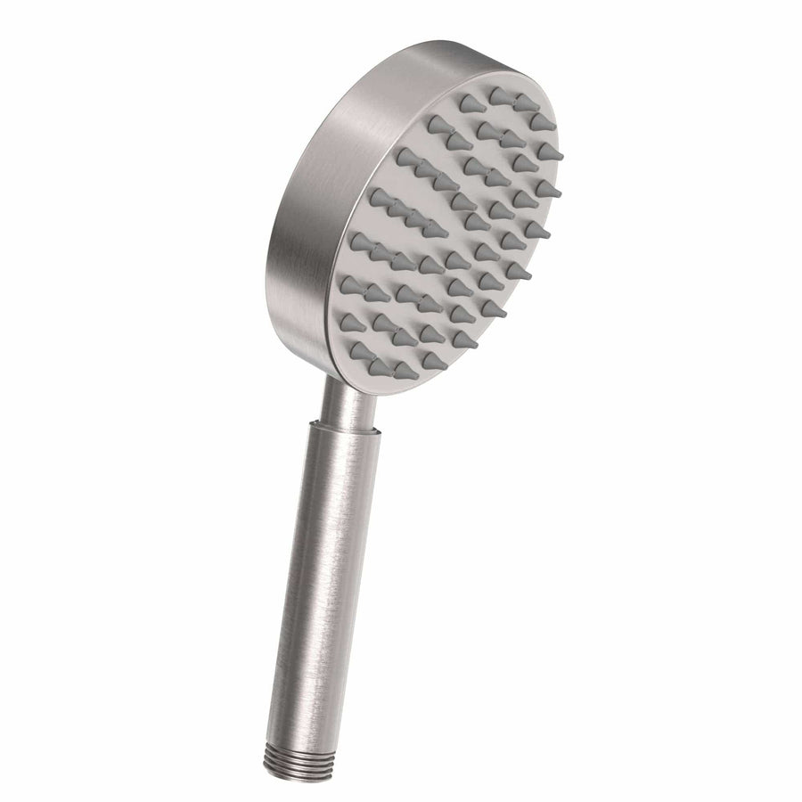 (Side Brushed Nickel) All Metal Hand Held Shower Head, 4 Inch Spray Wand, No Flow Restrictor | Made from 304 Stainless Steel with Silicone Nozzles | Works With All Hoses, Slide Bars & Wall Mount Holders - The Shower Head Store