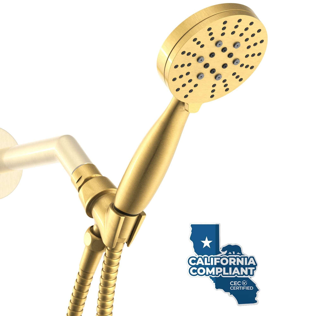 Main Image California Compliant Low Flow HammerHead Showers 3-Spray Handheld Shower Head 1.8 / Brushed Gold - The Shower Head Store