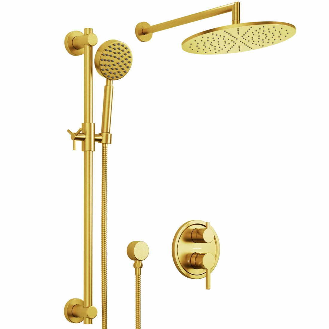 Main Image All Metal Shower Slide Bar With Handheld Shower Head – Complete Shower System With Valve And Trim Brushed Gold / 2.5 - The Shower Head Store
