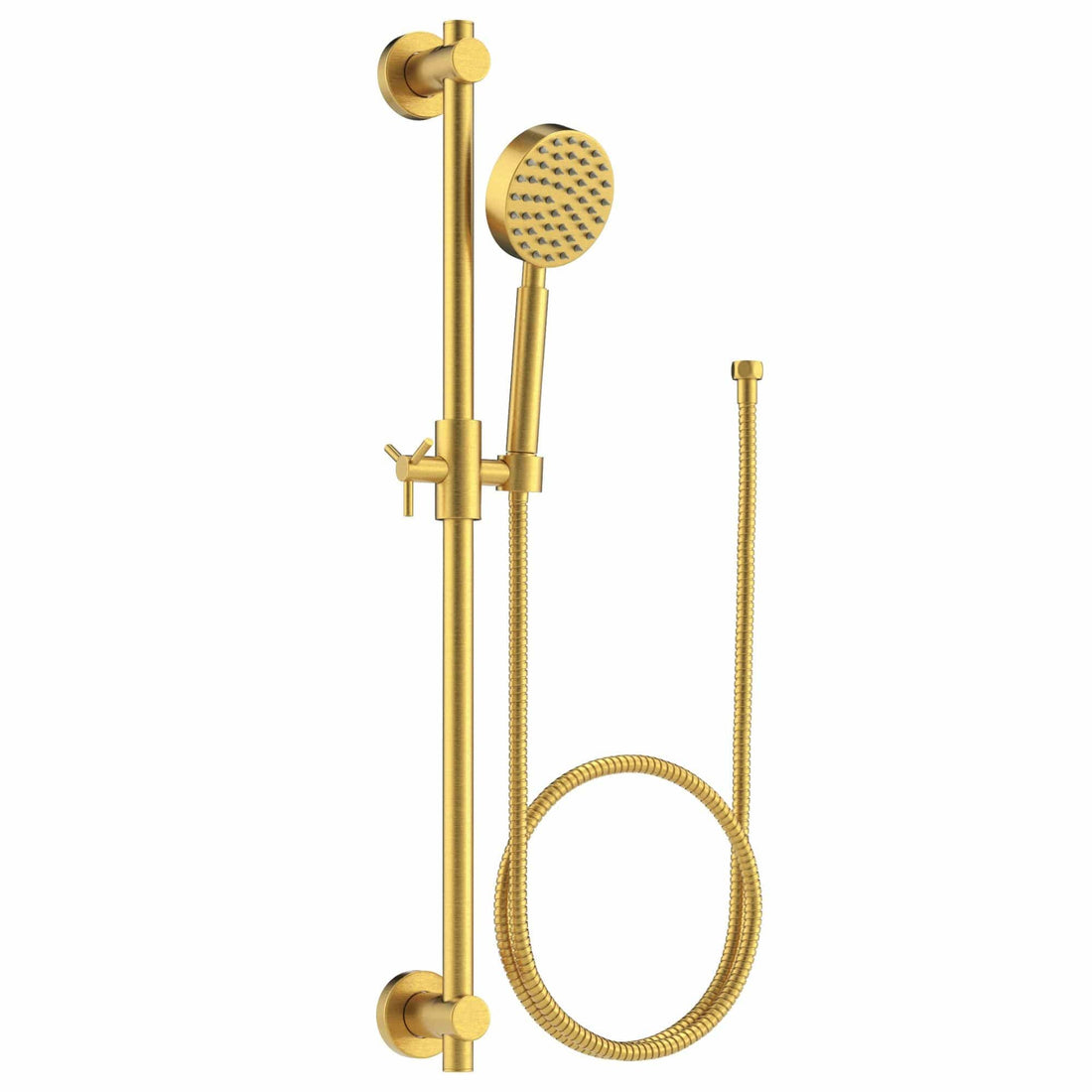 Main Image ALL Metal Shower Slide Bar with Hand Held Shower Head & Hose Brushed Gold - The Shower Head Store