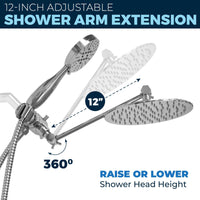 Shower Arm 3-Spray Dual with Adjustable Arm Chrome / 2.5 - The Shower Head Store