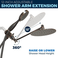 Shower Arm 3-Spray Dual with Adjustable Arm Oil Rubbed Bronze / 2.5 - The Shower Head Store