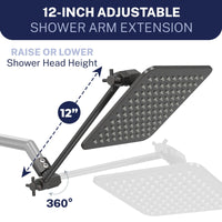 Shower Arm Extension Square Dual Shower Head Set Oil Rubbed Bronze  / 2.5 - The Shower Head Store