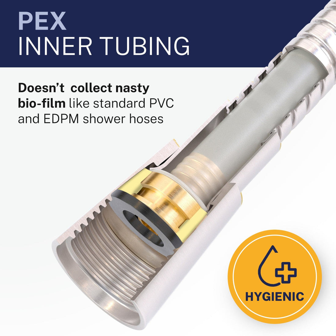 Inner Tubing 72-Inch Shower Hose Main Image (Brushed Nickel) - The Shower Head Store