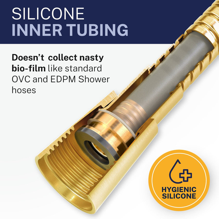 Silicone Inner Tubing Shower Hose Attachment for Shower Head Brushed Gold / 72 Inches - The Shower Head Store