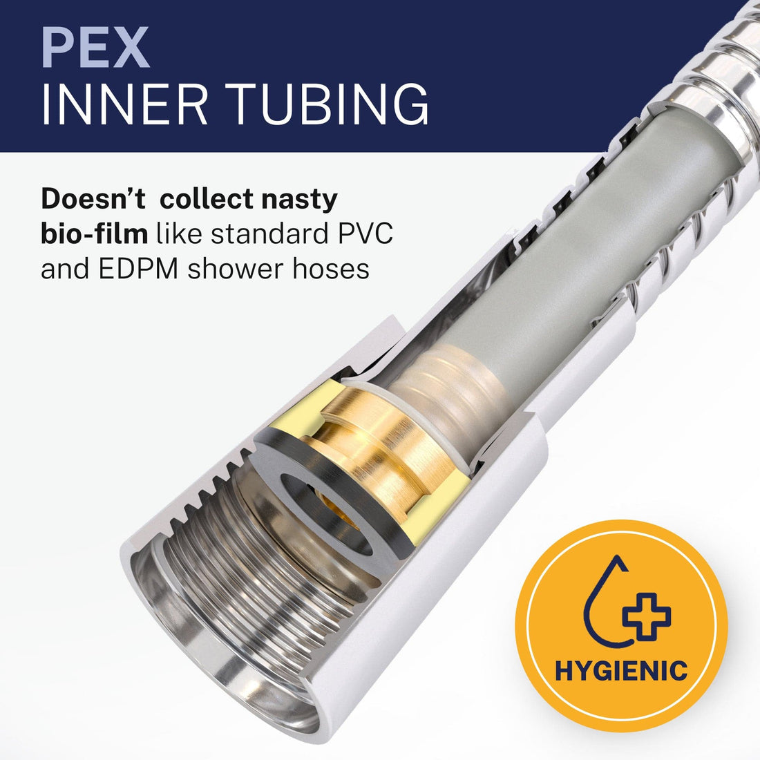 Inner tubing 72-Inch Shower Hose Main Image (Chrome) - The Shower Head Store