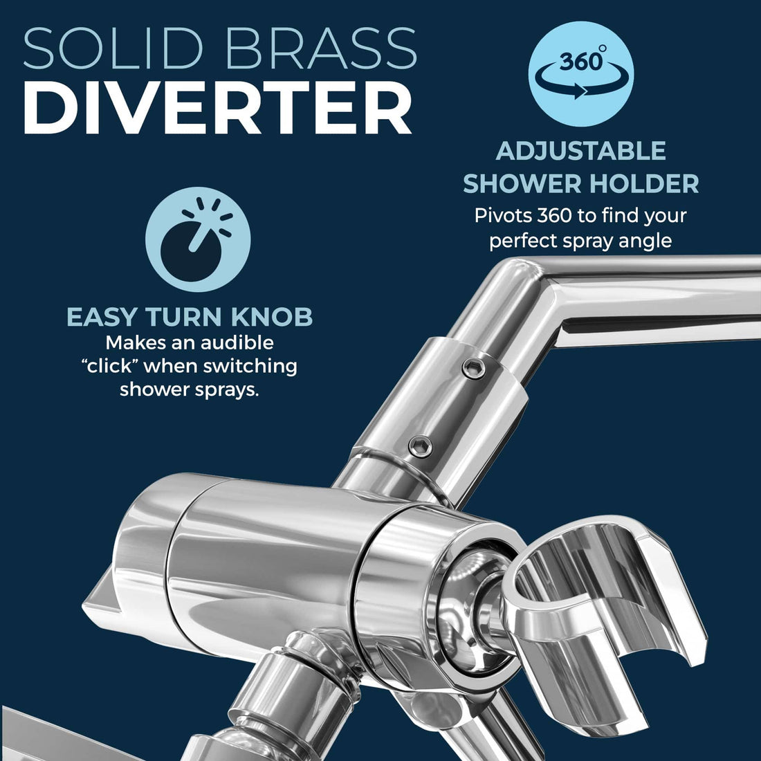 Diverter 3-Spray Dual with Adjustable Arm Chrome / 1.75 - The Shower Head Store