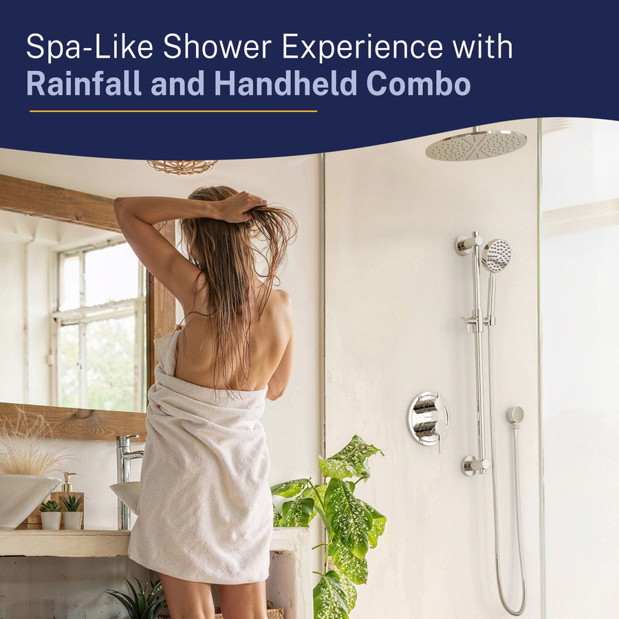 Lifestyle 2-Handle Valve and Trim Shower System with Dual Shower Head and Slide Bar Matte Black  / 2.5 - The Shower Head Store