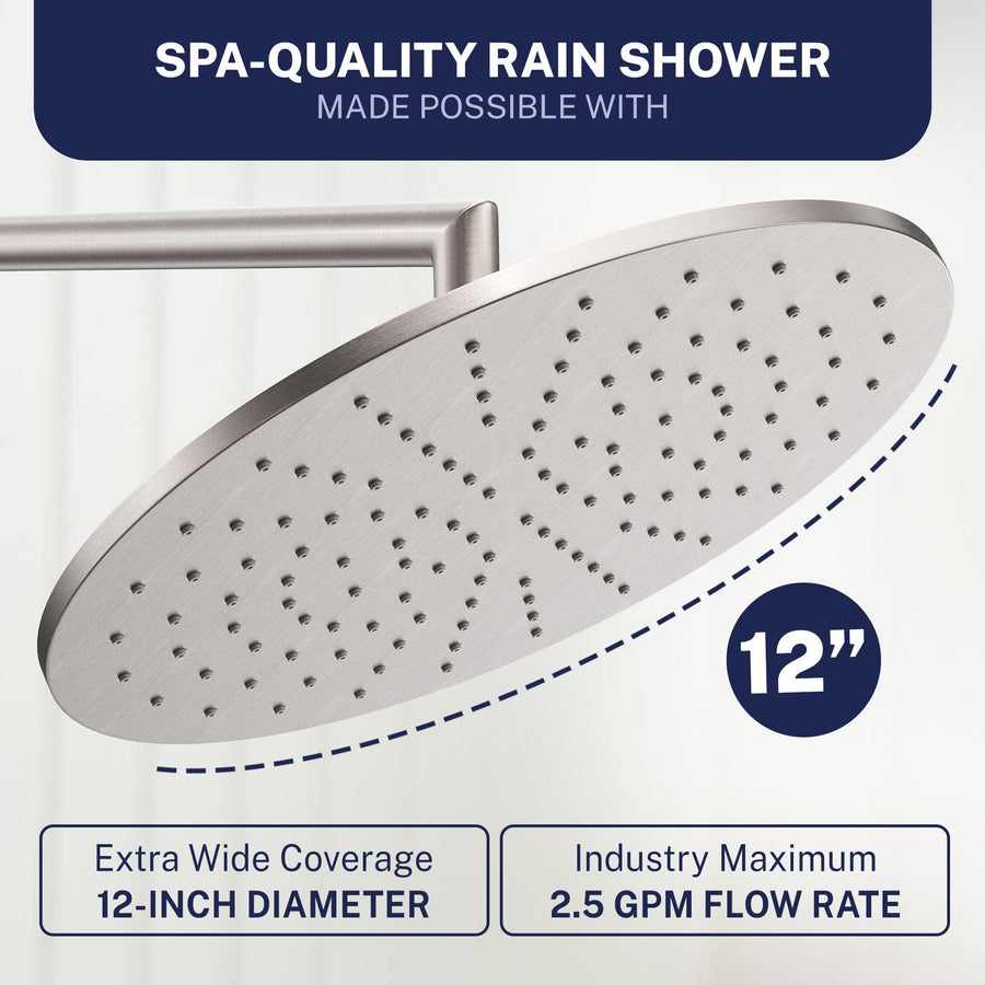 Spa Quality 2-Handle Valve and Trim Shower System with Dual Shower Head and Slide Bar Brushed Nickel  / 2.5 - The Shower Head Store