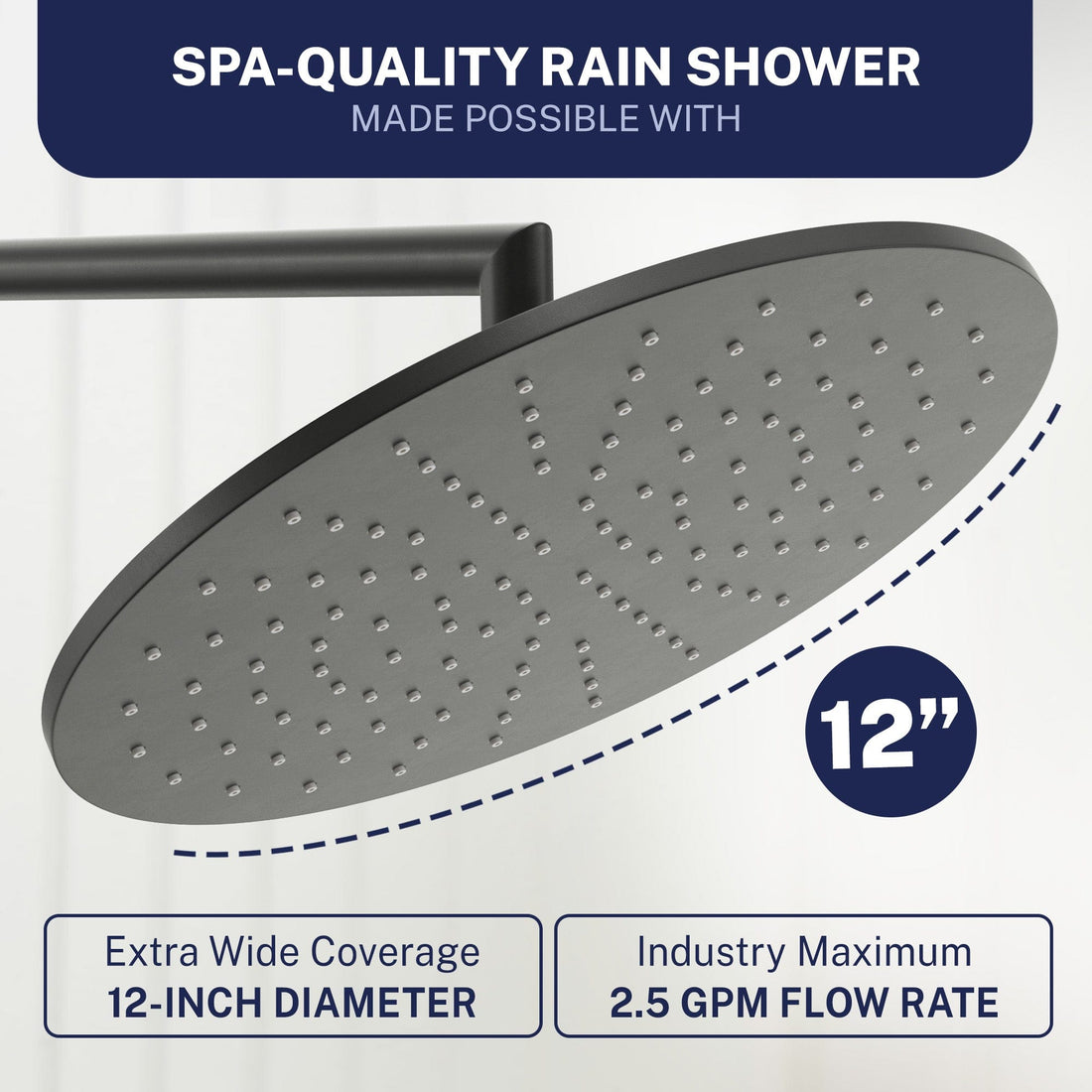 Spa Quality 2-Handle Valve and Trim Shower System with Dual Shower Head and Slide Bar Matte Black  / 2.5 - The Shower Head Store