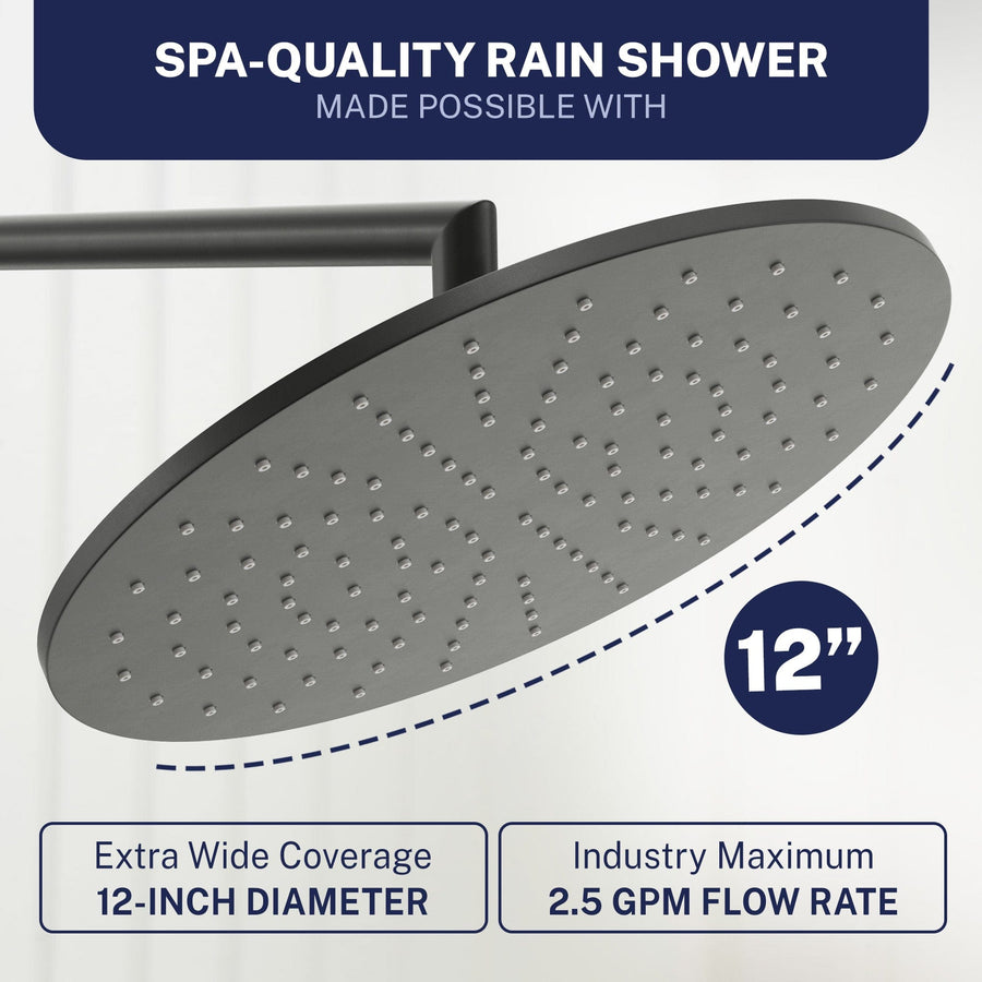 Spa Quality 2-Handle Valve and Trim Shower System with Dual Shower Head and Slide Bar Matte Black  / 2.5 - The Shower Head Store