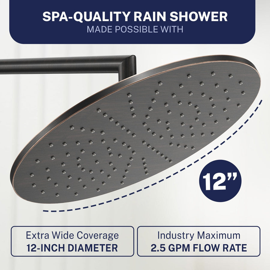 Spa Quality 2-Handle Valve and Trim Shower System with Dual Shower Head and Slide Bar Oil Rubbed Bronze  / 2.5 - The Shower Head Store