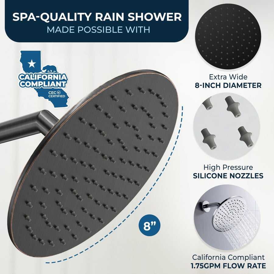 Spa Quality 8 Inch Round Rain Shower Head Oil Rubbed Bronze  / 2.5 - The Shower Head Store