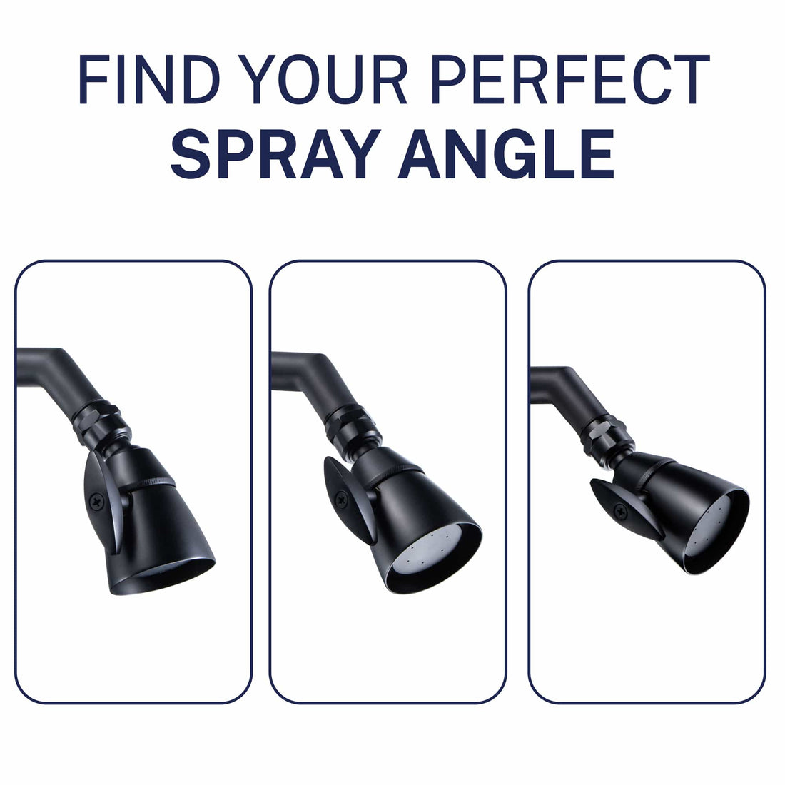 Spray Angle All Metal 2-Inch Shower Head Set - Complete Shower System with Valve and Trim Matte Black / 2.5 GPM Matte Black / 1.75 GPM - The Shower Head Store