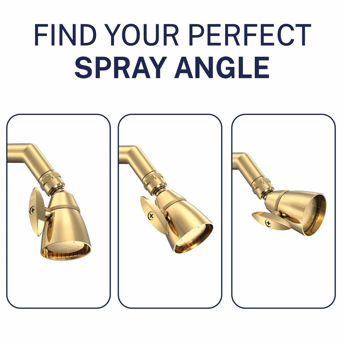 Spray Angle All Metal 2-Inch Shower Head Set - Complete Shower System with Valve and Trim Polished Brass / 2.5 GPM Polished Brass / 1.75 GPM - The Shower Head Store