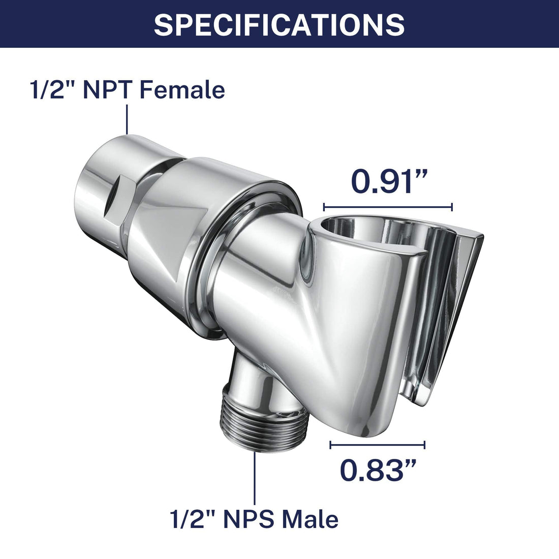 Specifications HammerHead Showers All Metal Shower Head Holder Bracket Main Image Chrome - The Shower Head Store
